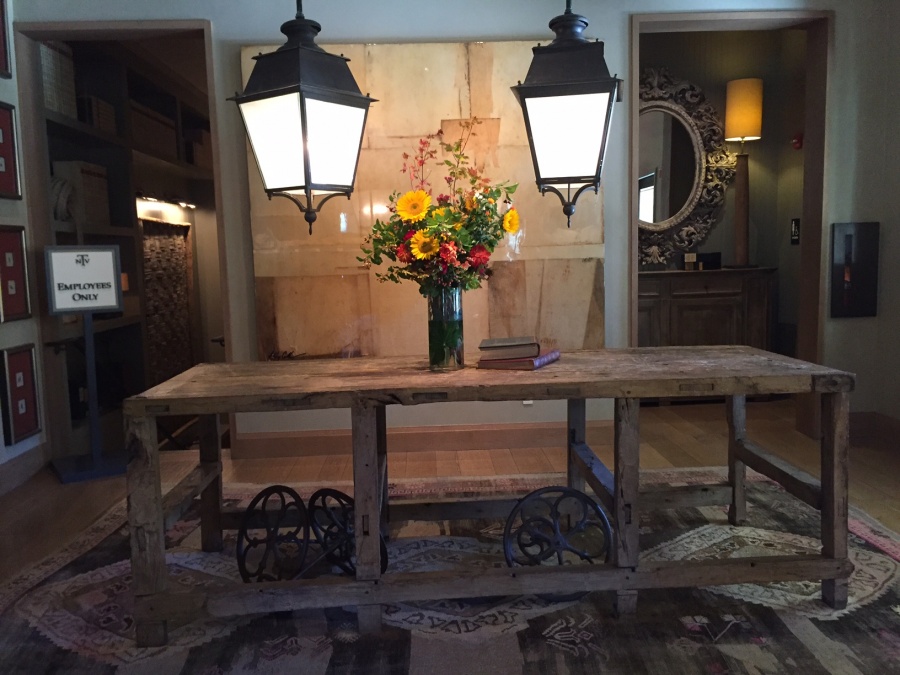 Large Sconces over Entry Table
